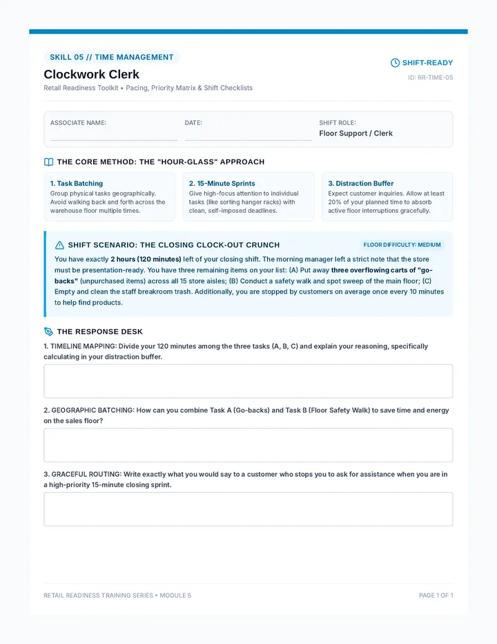 Clockwork Clerk Worksheet
