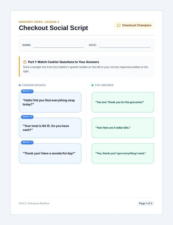 Checkout Champion Worksheet