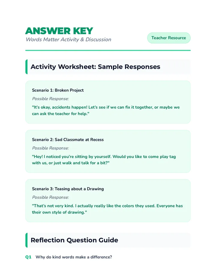 Words Matter Answer Key