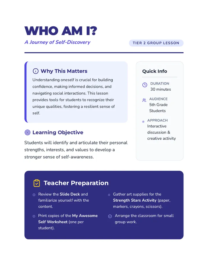 Who Am I Lesson Plan