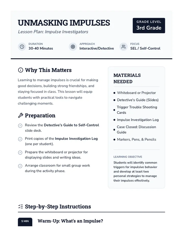 Unmasking Impulses Lesson Plan