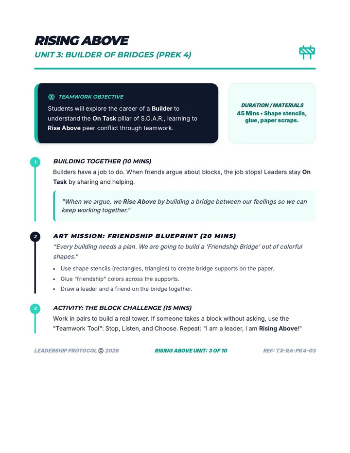 Rising Above Builder Teacher Guide