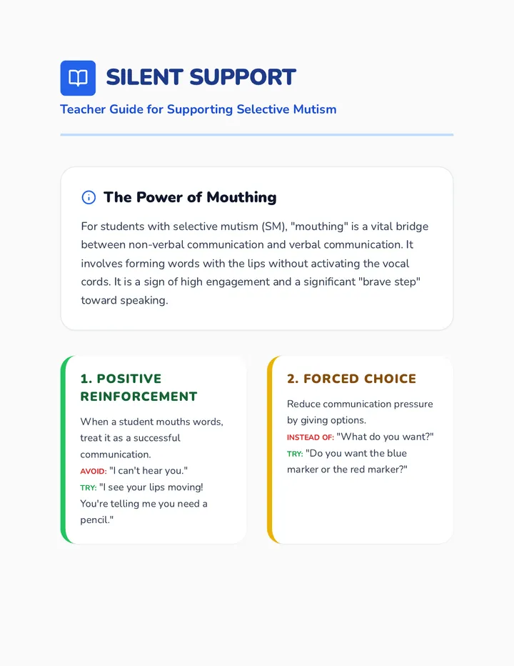 Silent Support Teacher Guide