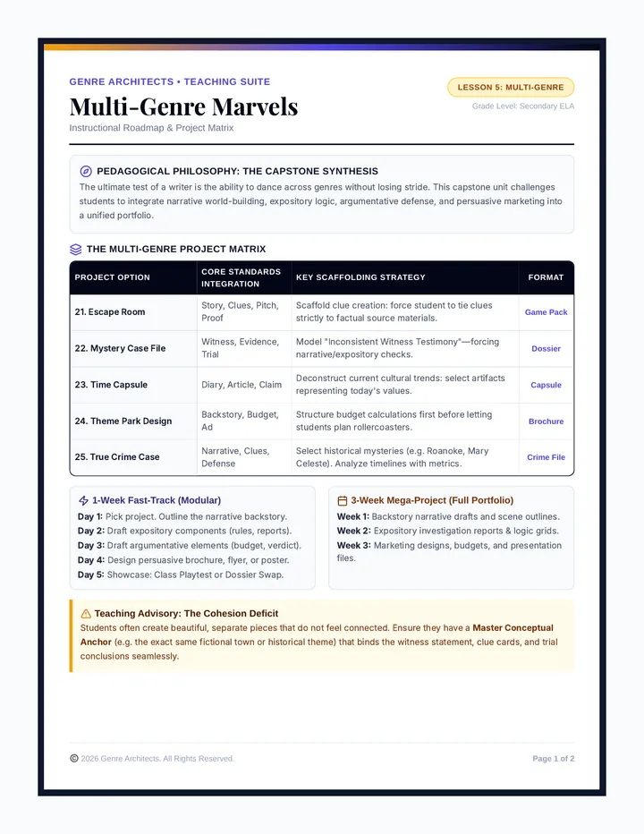 Multi Genre Marvels Teacher Companion