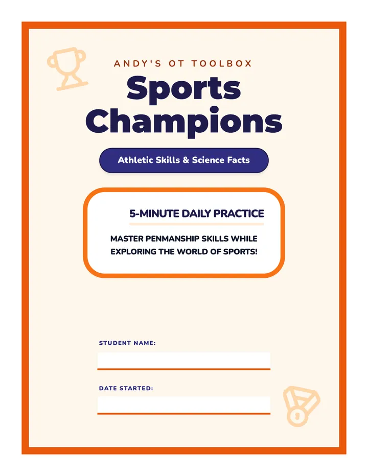 Sports Champions 30 Day Handwriting Worksheet
