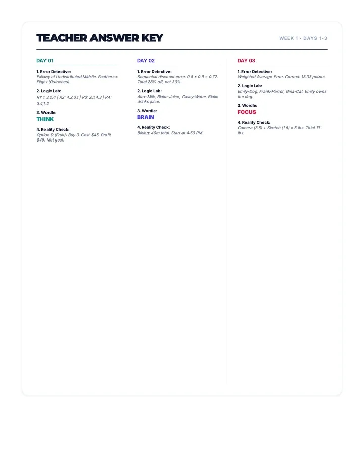 Morning Flex Answer Key