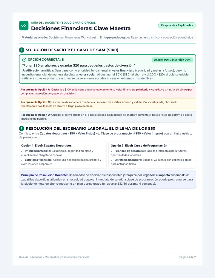Decisiones Financieras Answer Key