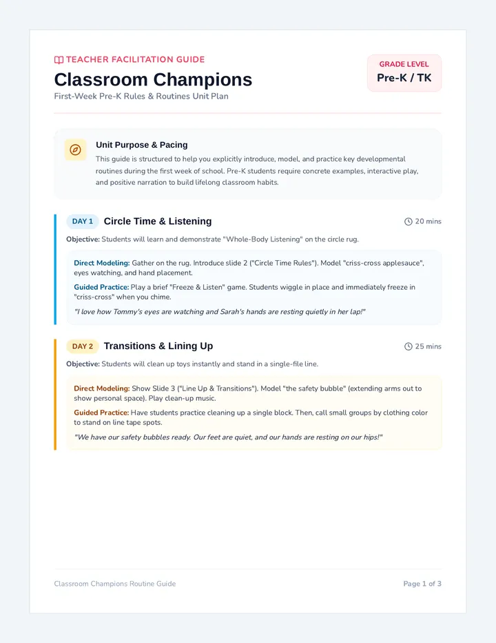 Routines Teacher Guide
