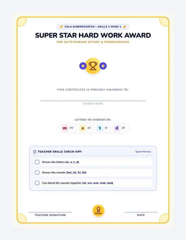 Sound Sprint Hard Work Award