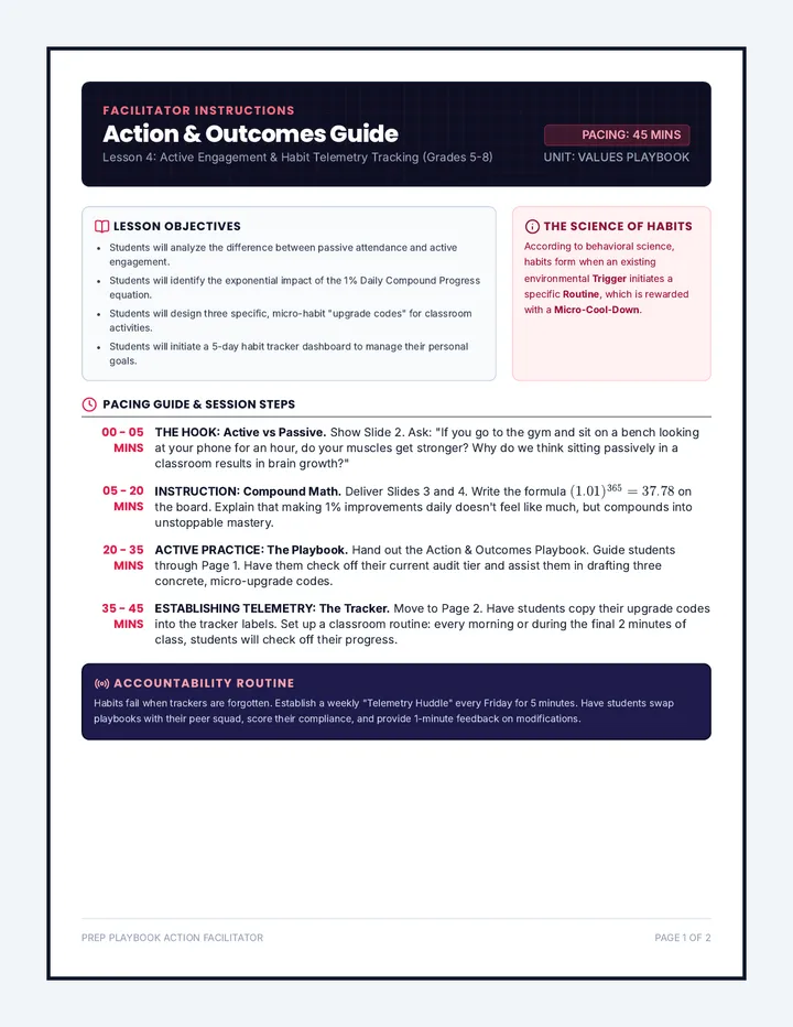 Action and Outcomes Teacher Guide