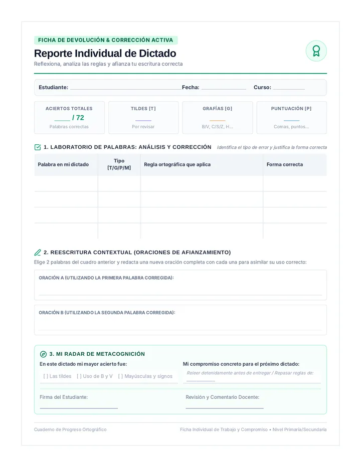 Reporte Individual Ficha Corrección