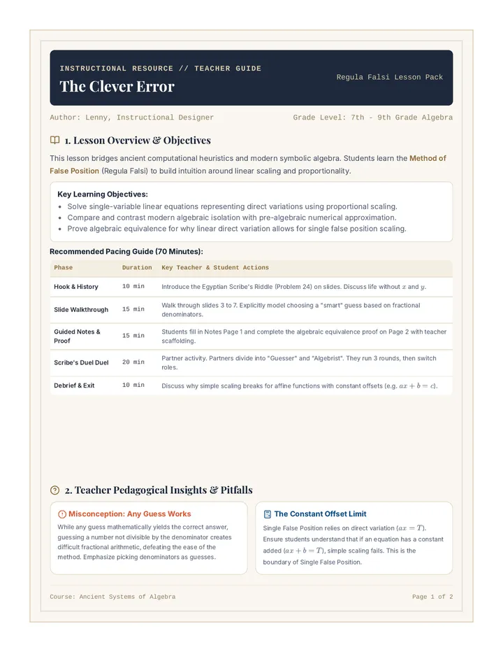 The Clever Error Teacher Guide