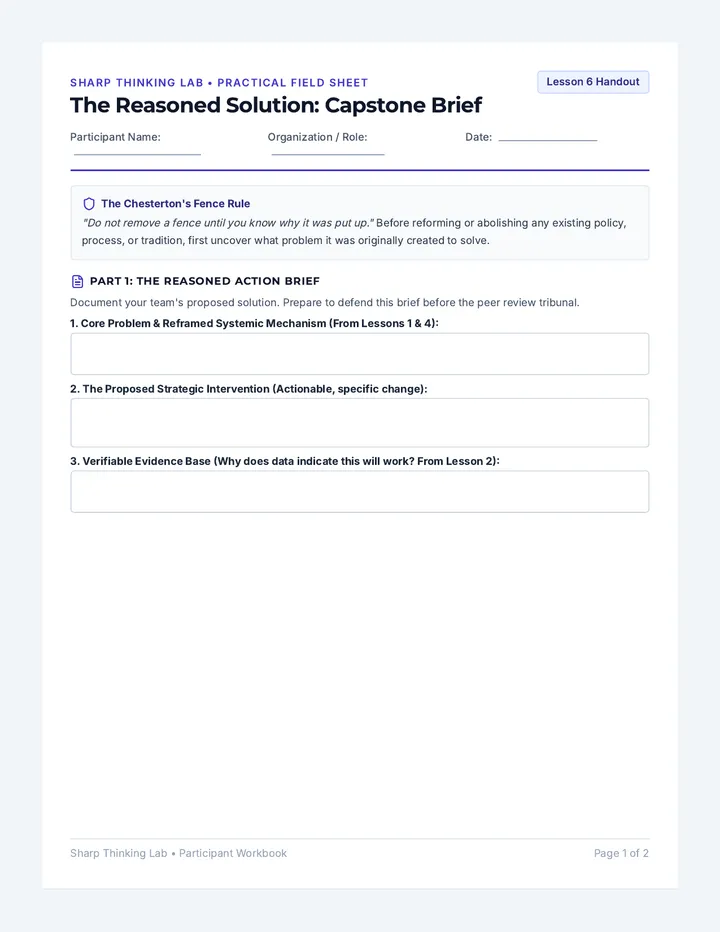 Reasoned Solution Participant Worksheet