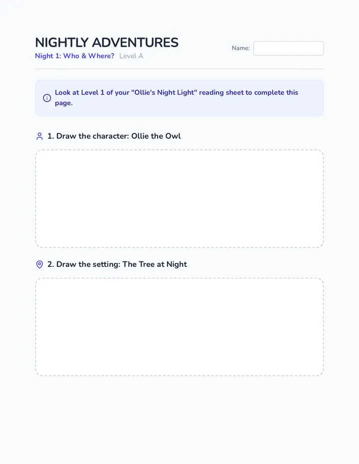 Night 1 Level A Worksheet