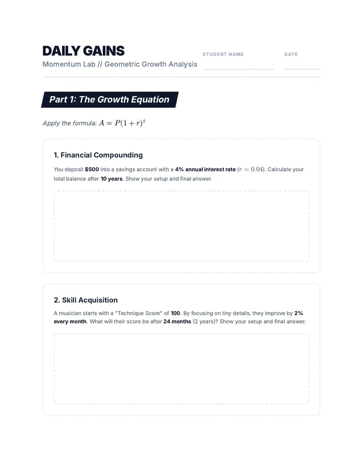 Daily Gains Worksheet