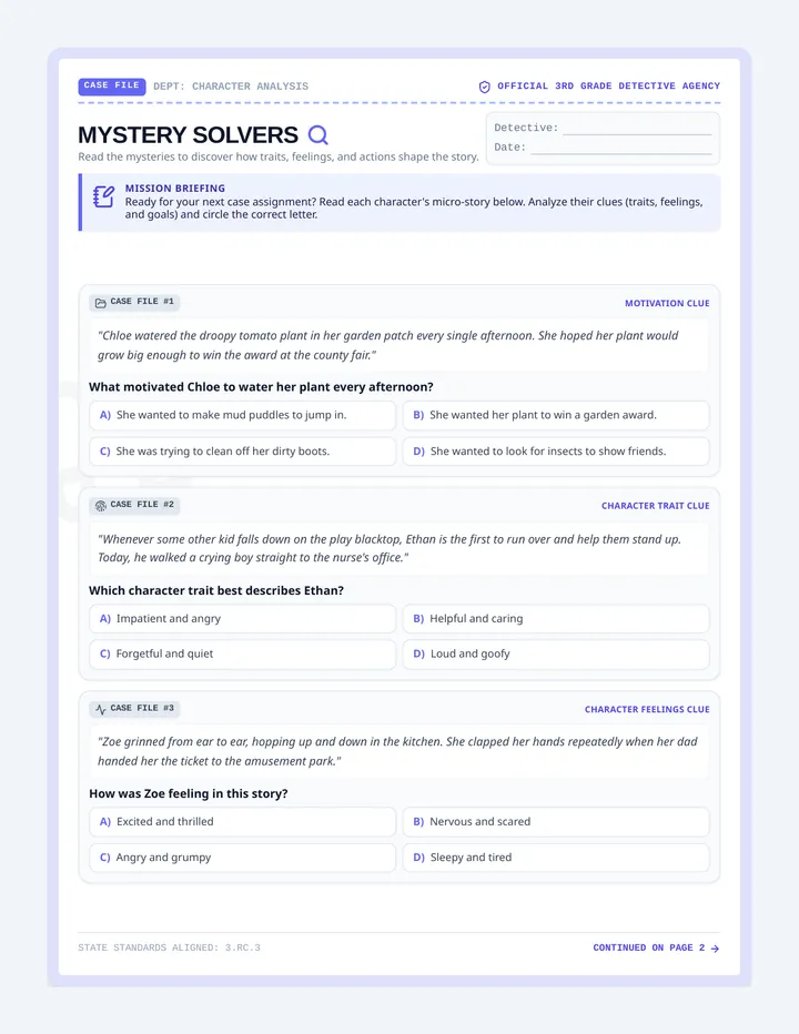 Mystery Solvers Worksheet