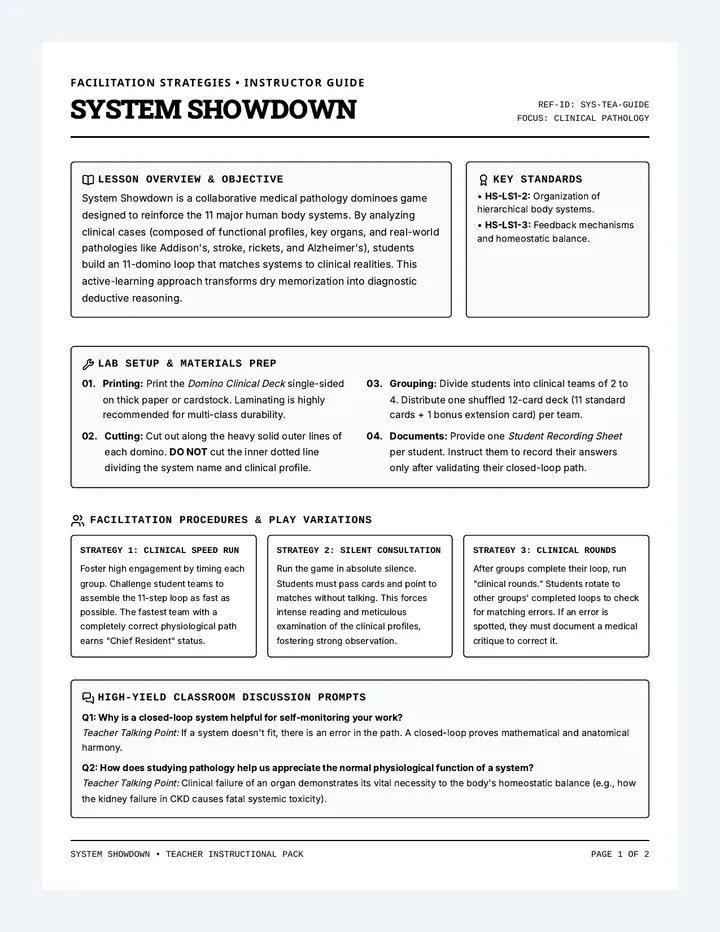 System Showdown Teacher Guide