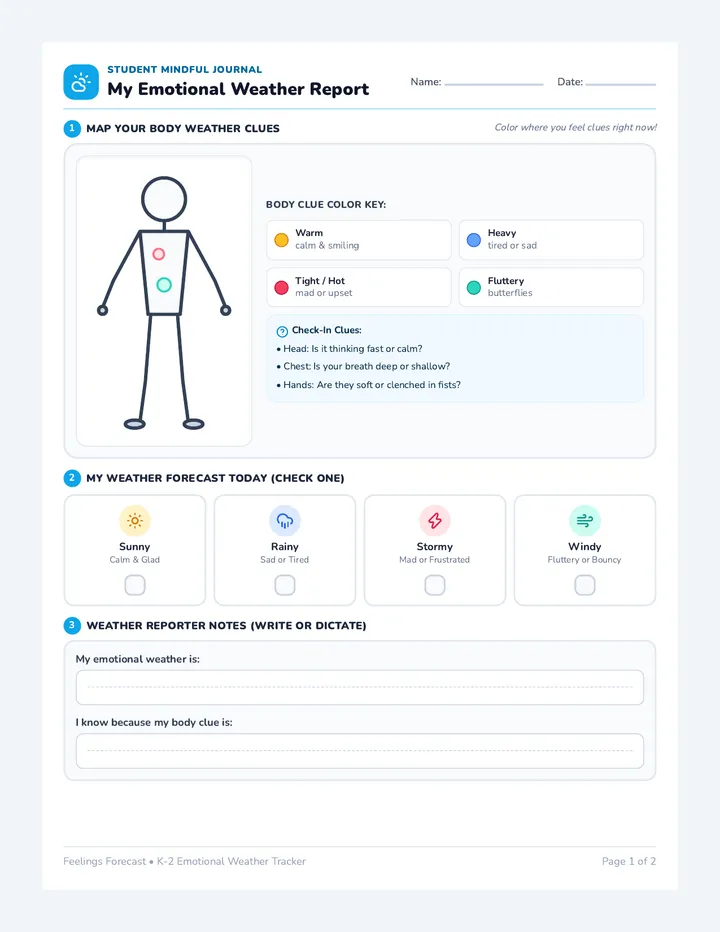 Body Weather Tracker Worksheet