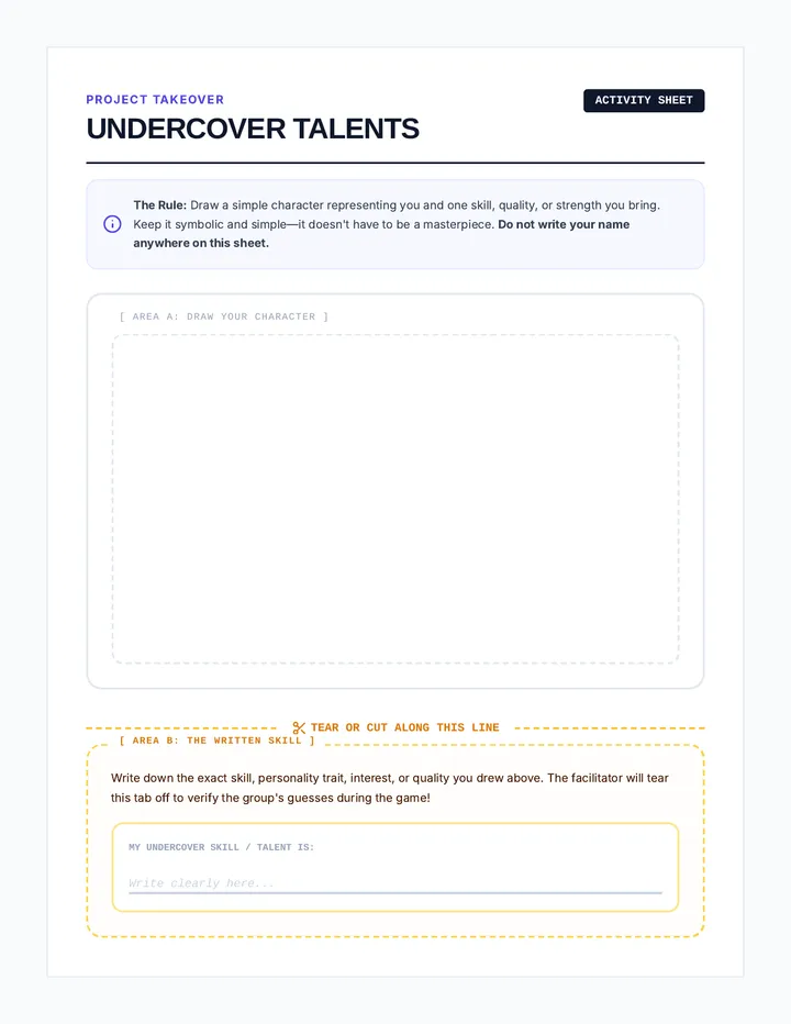 Undercover Talents Worksheet