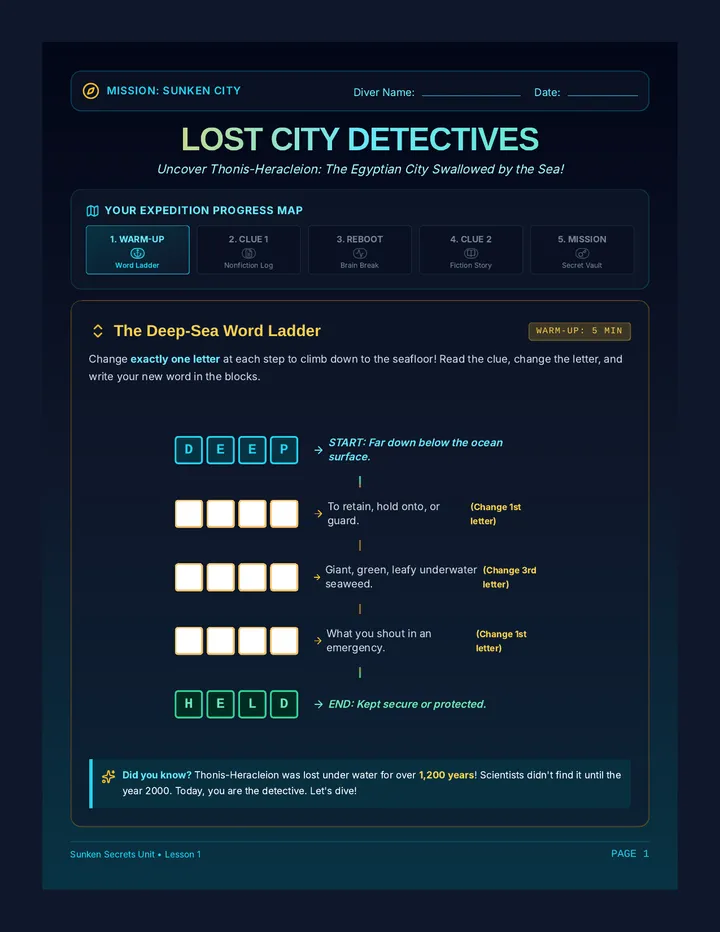 Sunken Secrets Student Packet