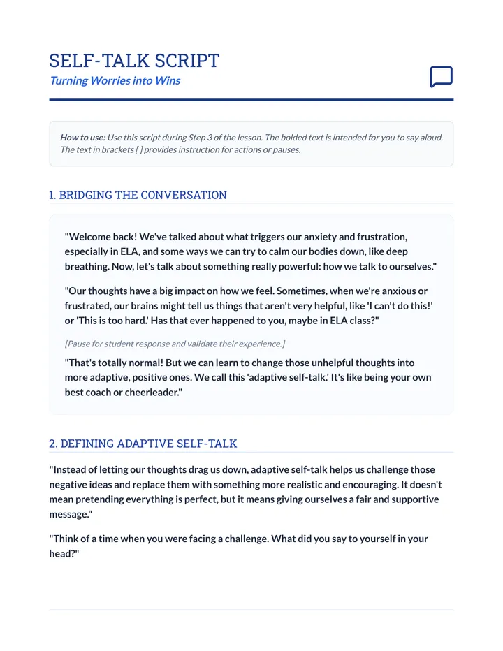 Self-Talk Script