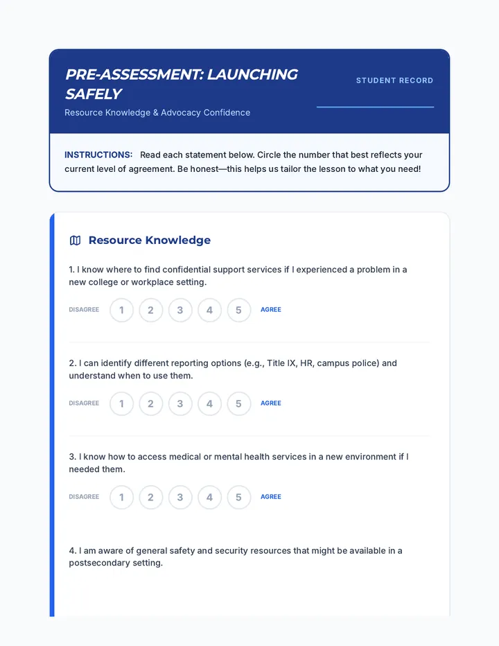 Safety Pre Assessment Likert