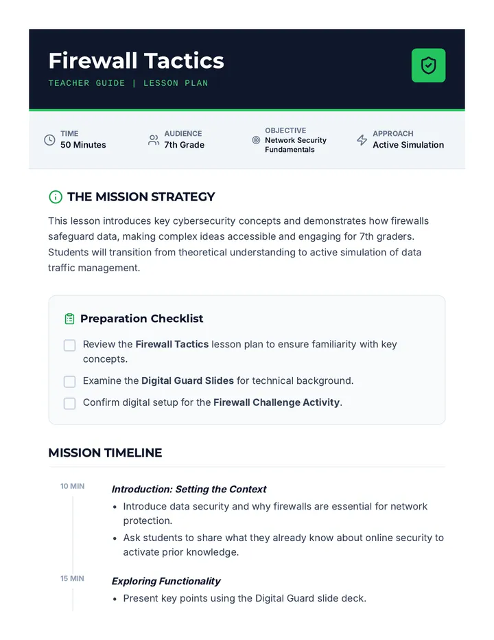 Firewall Tactics Teacher Guide