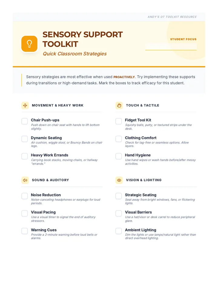 Sensory Support Strategies Handout