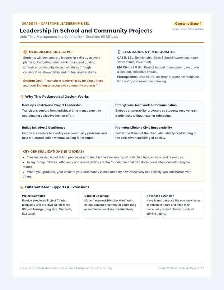 Community Leadership Teacher Guide