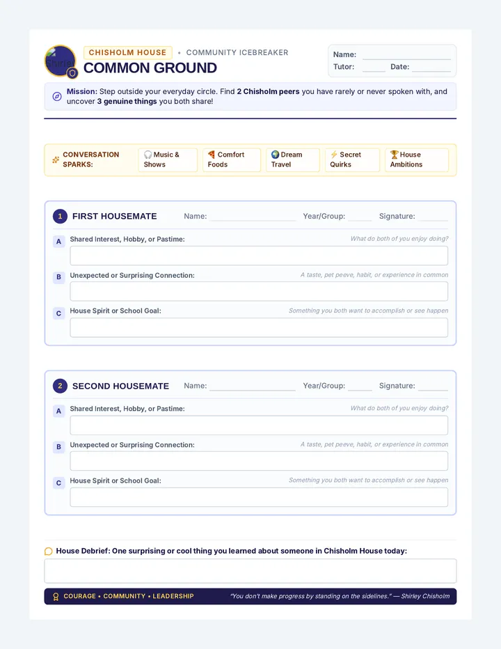 Common Ground Worksheet