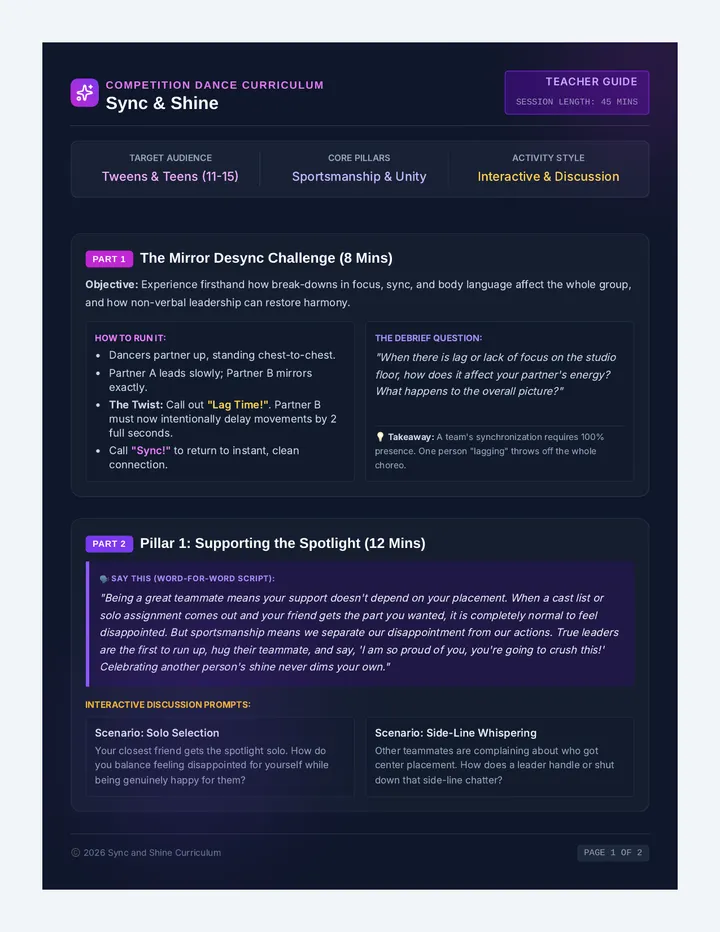 Sync and Shine Facilitator Script