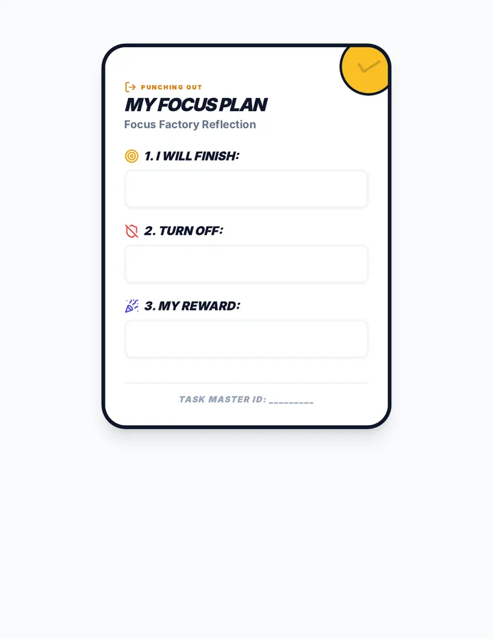 My Focus Plan Exit Ticket