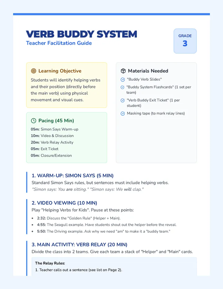 Verb Buddy Teacher Guide