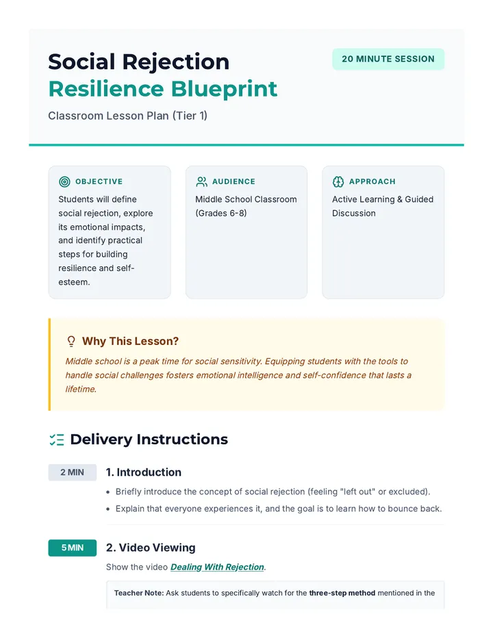 Rejection Resilience Lesson Plan