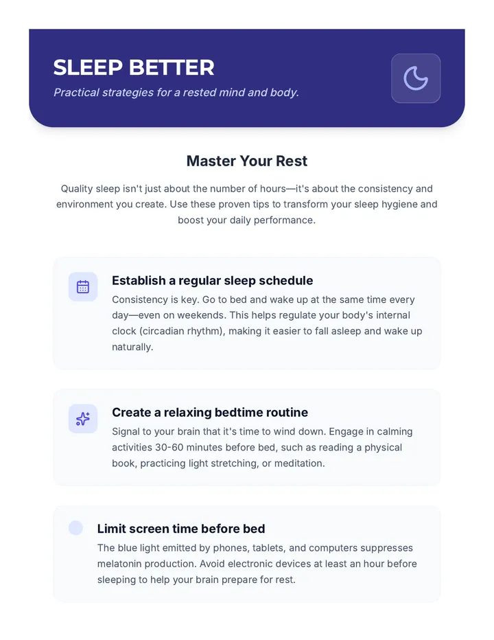 Better Sleep Tips Handout