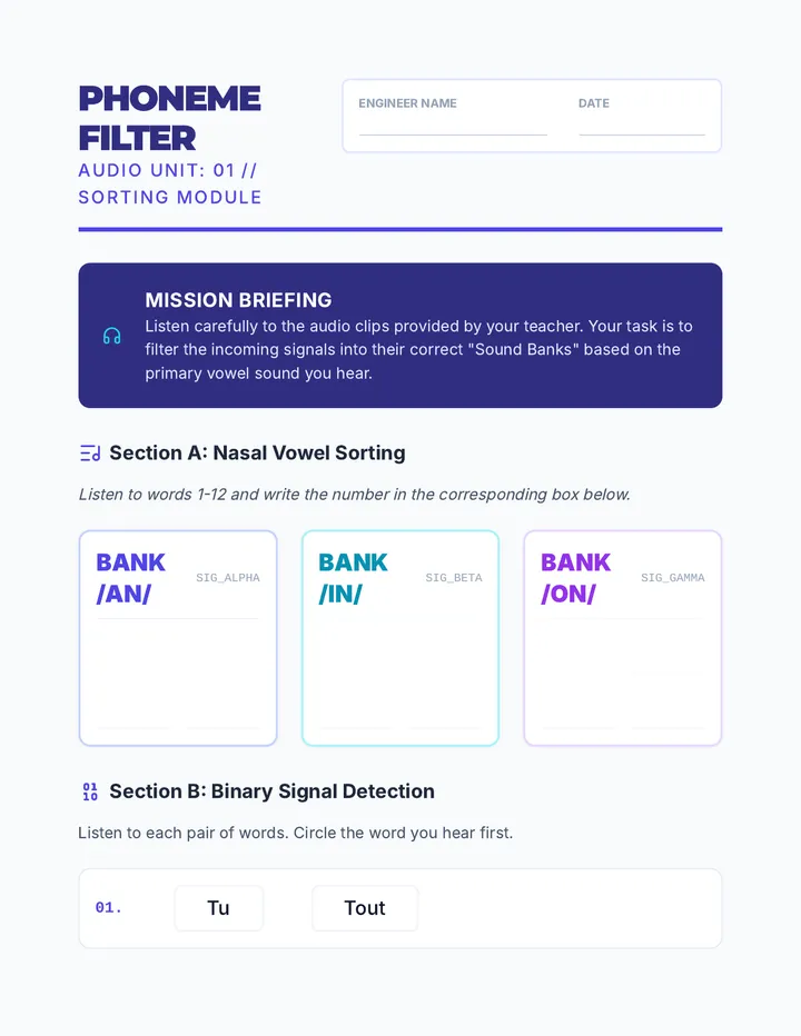 Phoneme Filter Worksheet