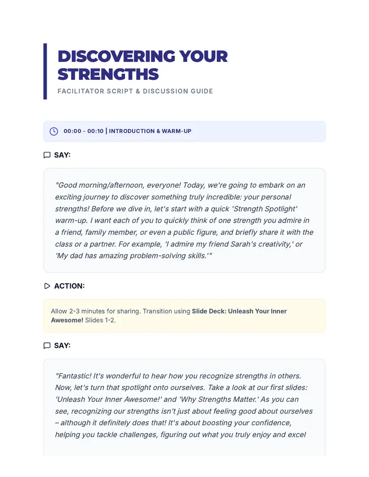 Discovering Your Strengths Script
