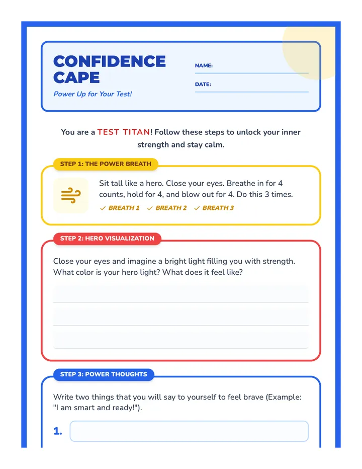 Confidence Cape Worksheet