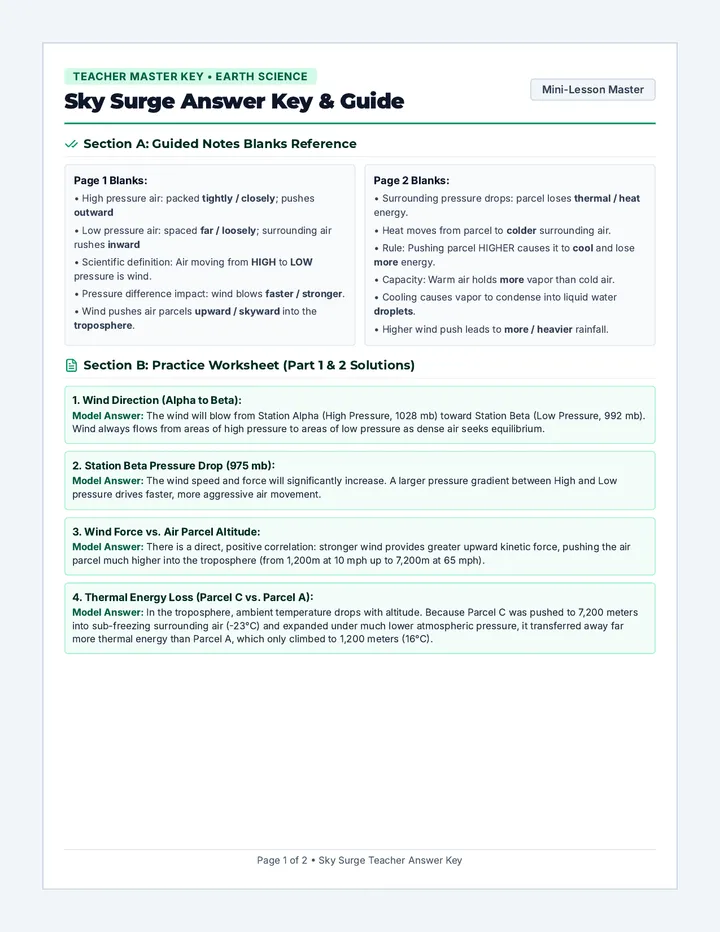 Sky Surge Answer Key