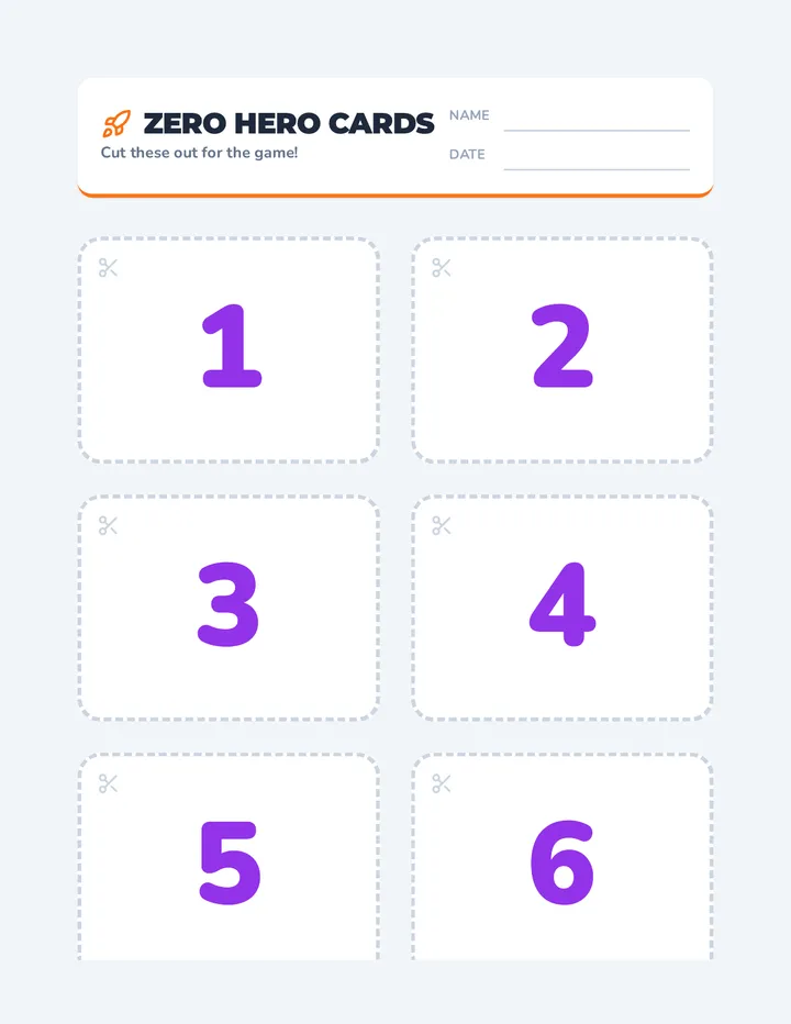 Zero Hero Digit Cards