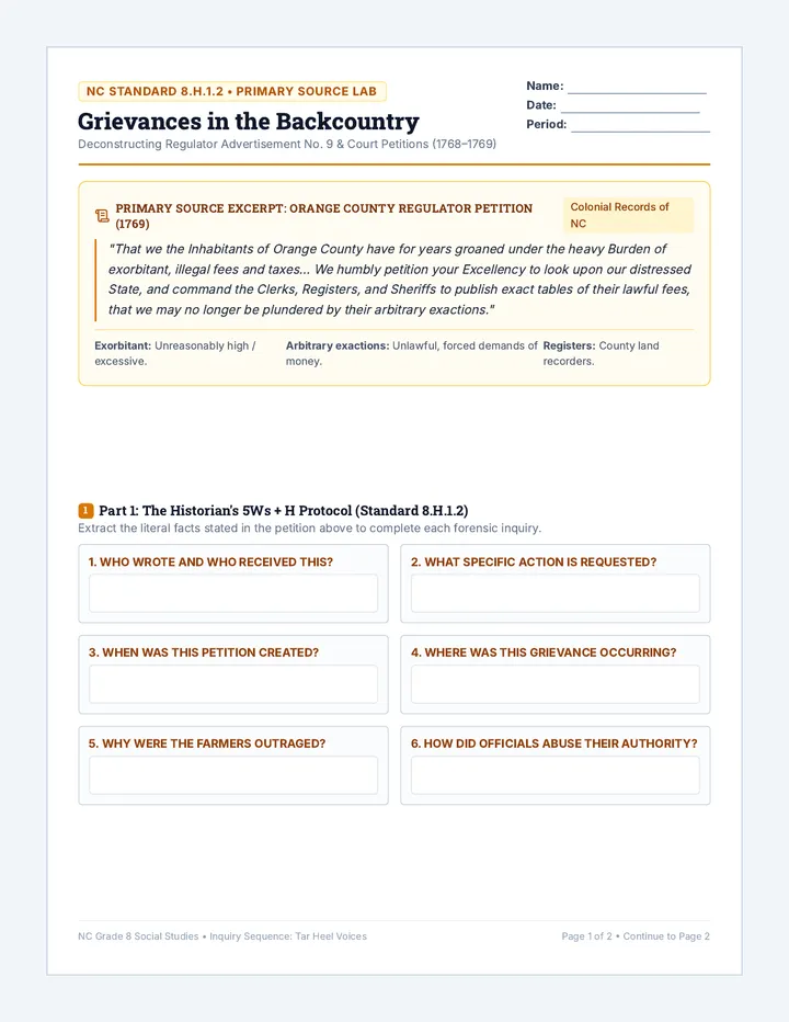 Regulator Petitions Worksheet