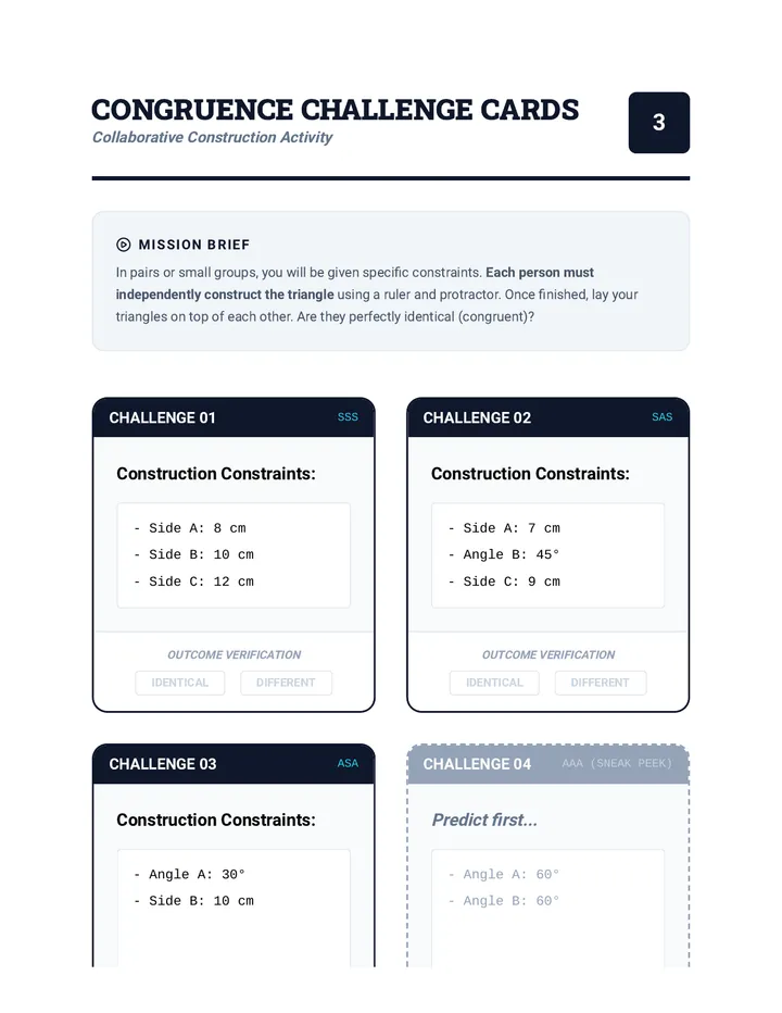 Congruence Challenge Activity Cards