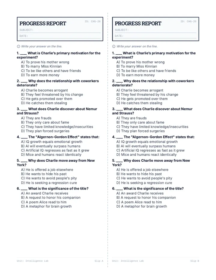 Algernon Bell Ringer Worksheet