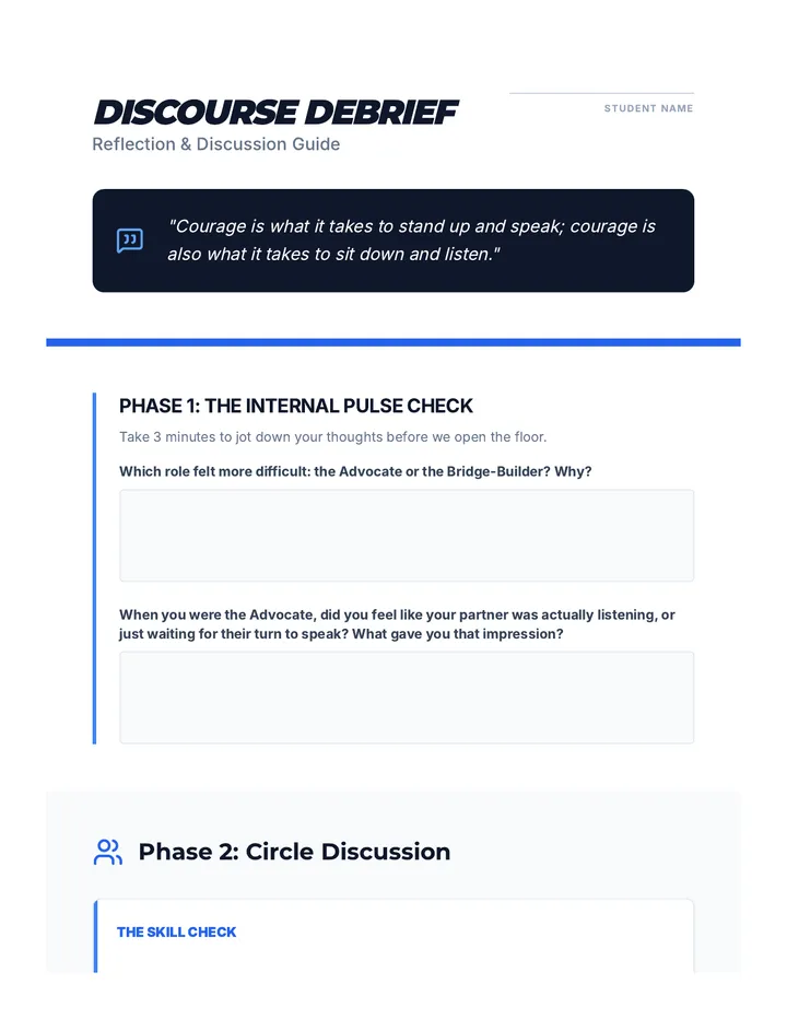 Discourse Debrief Sheet