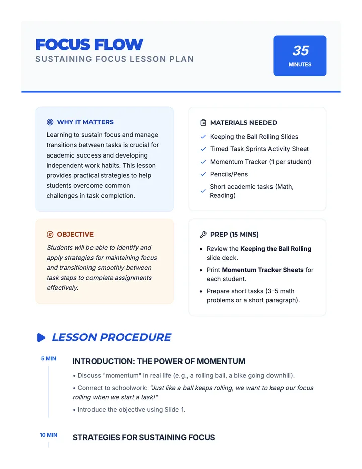 Focus Flow Lesson Plan