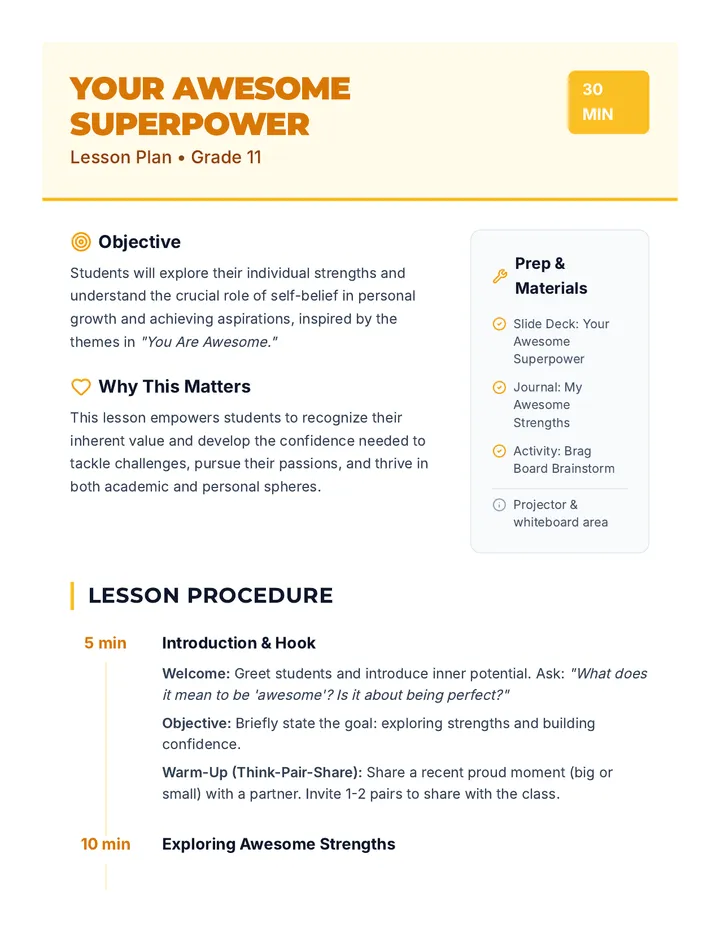 Your Awesome Superpower Lesson Plan