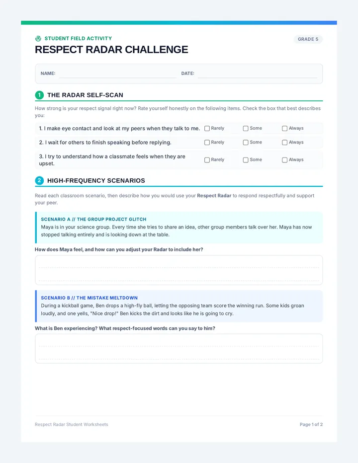 Respect Radar Challenge Worksheet