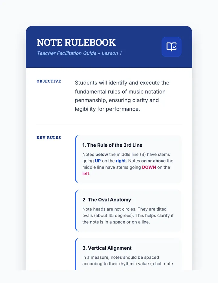 Note Rulebook Teacher Guide