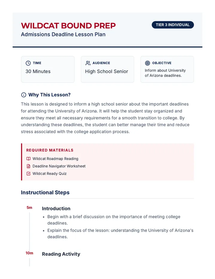 Wildcat Bound Lesson Plan
