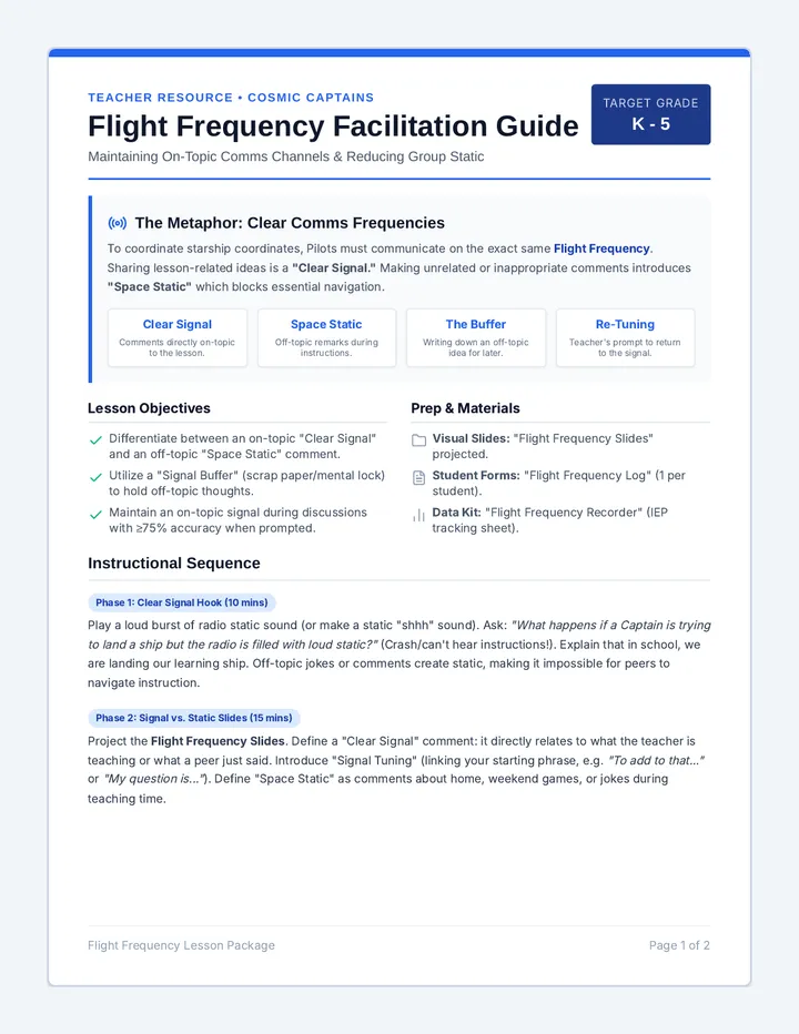 Flight Frequency Teacher Guide